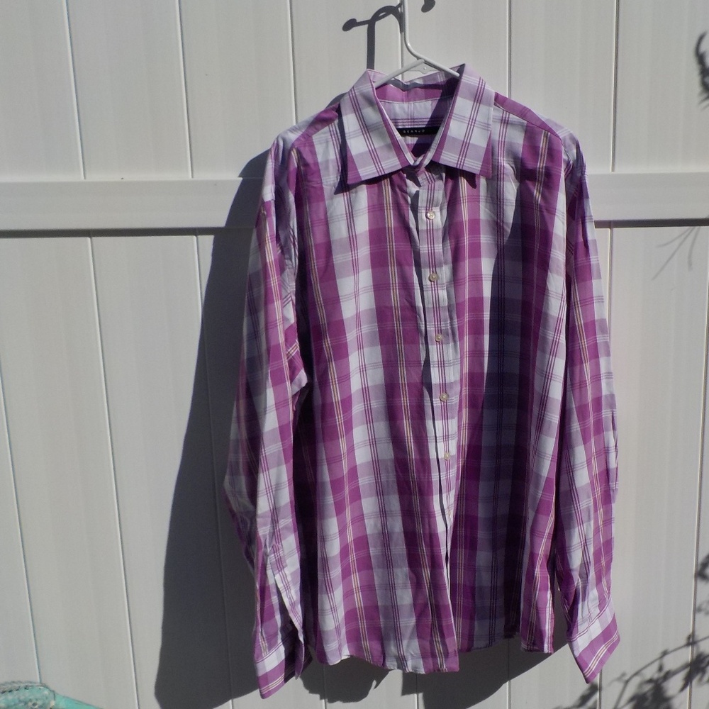 Sean John 100% Cotton Plaid Long Sleeve Shirt 18-36/37